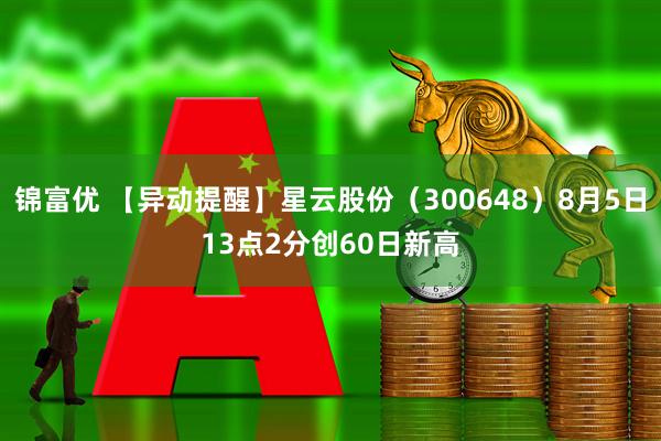 锦富优 【异动提醒】星云股份（300648）8月5日13点2分创60日新高