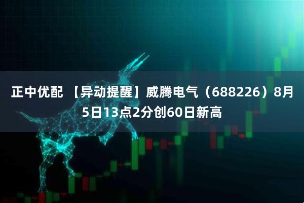 正中优配 【异动提醒】威腾电气（688226）8月5日13点2分创60日新高