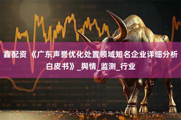 鑫配资 《广东声誉优化处置领域知名企业详细分析白皮书》_舆情_监测_行业